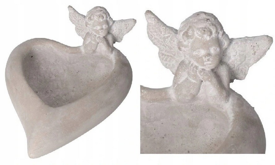 Anjel na hrob s dekoratívnou nádobkou a svietnikom z kameňa, 17 cm